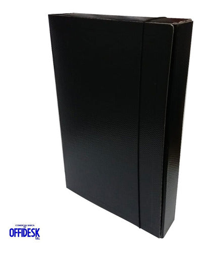 Pack of 10 Officio File Boxes with Elastic Spine 5cm - Black Fiber Type 1