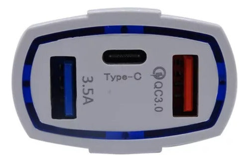 Car Charger 12V USB Universal, USB Type C 20W 3.0 1