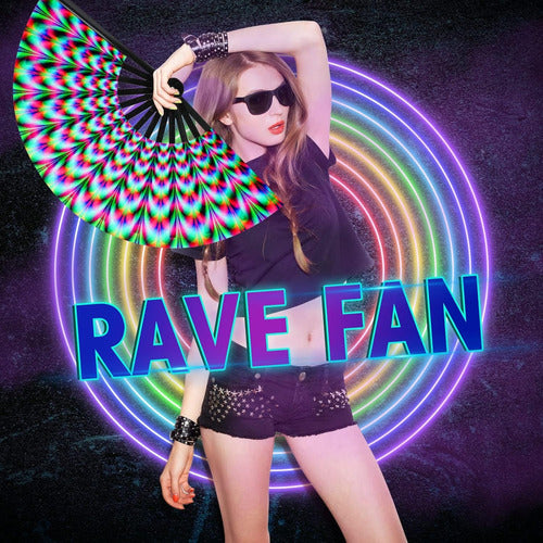 Yinkin Large Rave Fan Folding Hand Fan Multicolor 65x33cm 1