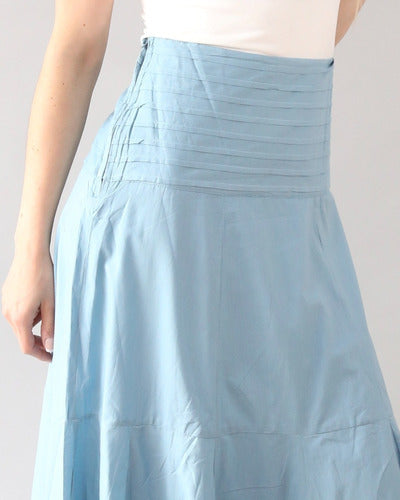 Plain Long Skirt with Pleats in Waistband Cotton Spiga 31 #4412 17