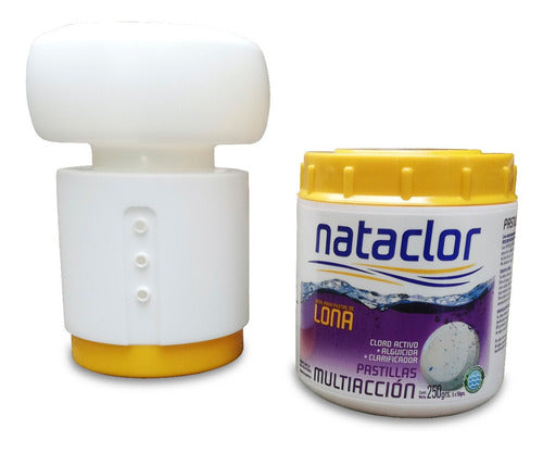 Swimming Pool Chlorine Tablets Kit 250g + Nataclor Floating Chlorine Dispenser 0