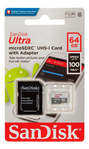 Pack of 3 SanDisk 64GB Micro SD Memory Cards Class 10 with Adapter 0