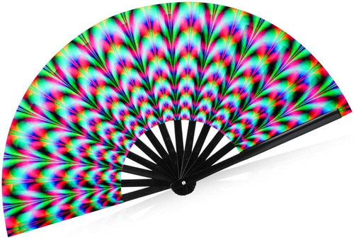 Yinkin Large Rave Fan Folding Hand Fan Multicolor 65x33cm 0
