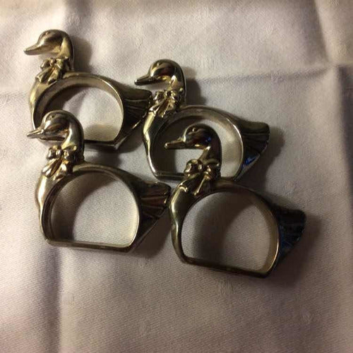 Set of 4 Duck Shaped Metal Napkin Rings - Lovely 1