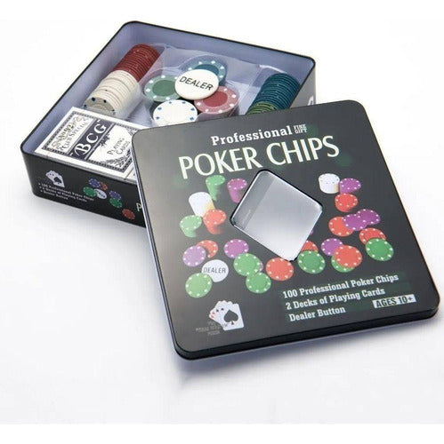 Poker Set with 100 Chips and 2 Decks - Jugueteria El Pehuen 1