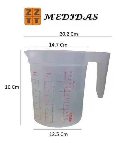 Plastic Measuring Jug Graduated 1.5 Liters by ZZTT 1