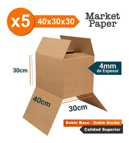 Pack of 5 Reinforced 40x30x30 Cardboard Moving Boxes 1