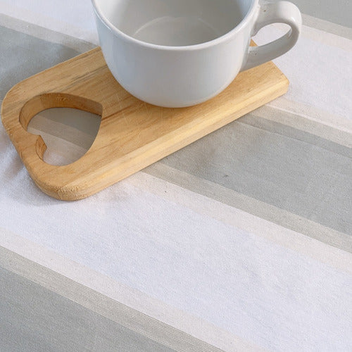 Rectangular Tablecloth 2.50 x 1.45m 100% Cotton Gray Stripes 1