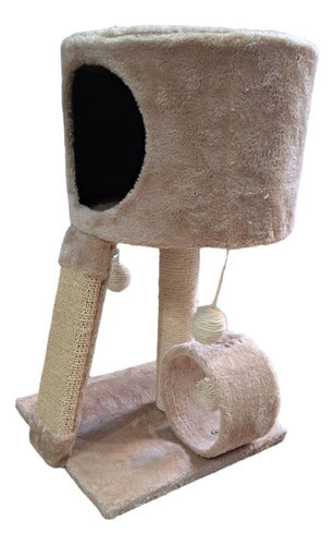 Cat Scratching Post Tower Hideout Tree with Plush Ball Sisal 0