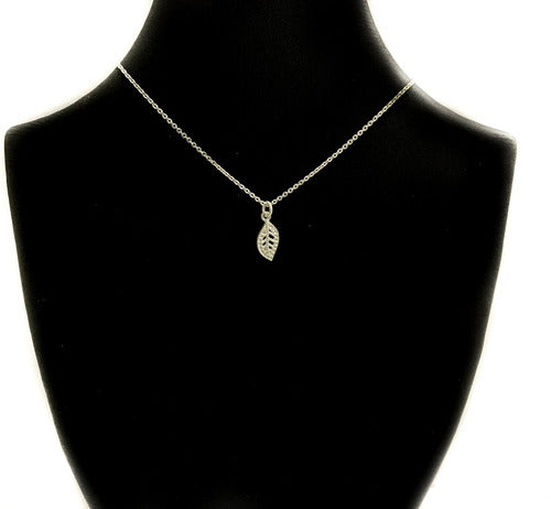 Delicate Leaf 925 Sterling Silver Necklace with Mirror Pendant 0