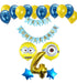Minions Balloons Set: 2 Balloons + Banner + Large Number + 2 Stars + 12 Latex 3