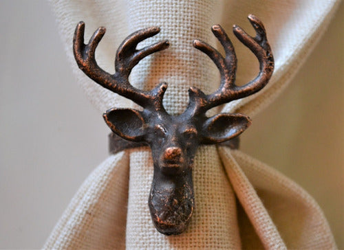 Set of 12 Deer Napkin Rings Copper Serviette Holders 1