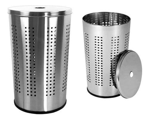 Stainless Steel Laundry Basket 46 Liters with Lid 0
