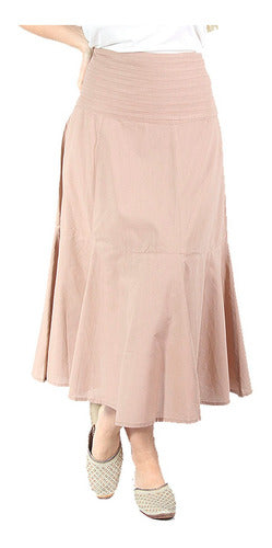 Plain Long Skirt with Pleats in Waistband Cotton Spiga 31 #4412 7