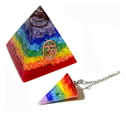 Orgonite 7 Chakras Pyramid with Tarot + Pendulum 0