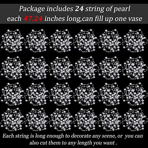 24 Pieces Artificial Pearl String for Floating Candles Silver 1