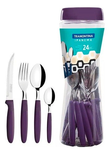 Tramontina Ipanema 24-Piece Cutlery Set in Plastic Pot 53