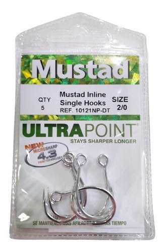 Mustad 10121NP Inline Single Hooks #2/0 Lures X5u 1