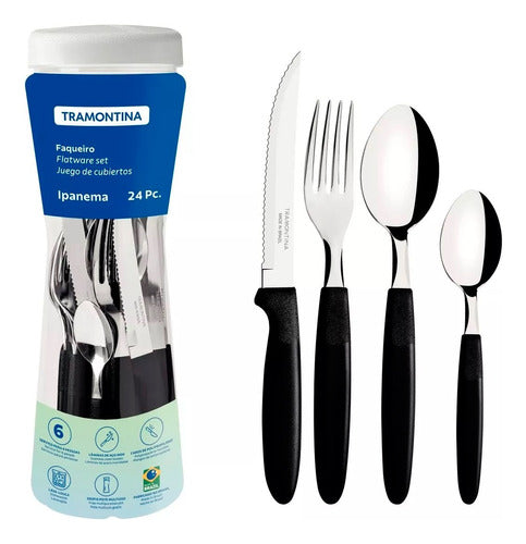 Tramontina Ipanema 24-Piece Cutlery Set in Plastic Pot 27