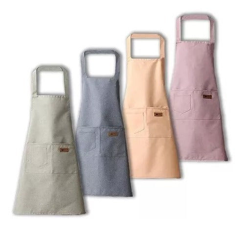 Kitchen Apron Solid Colors Various - Waterproof Linen Style Ideal for Gifts 0