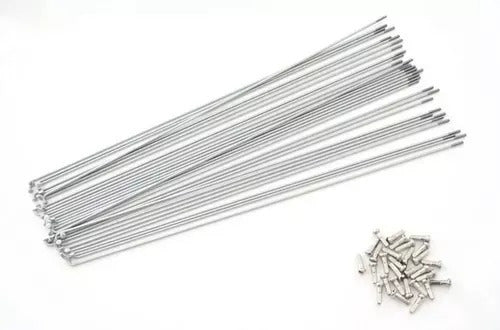 50 Silver Spokes with Nipples for Bicycle 280 mm x 2 mm 0