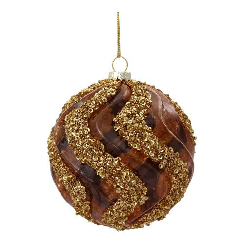 Christmas Ornaments 10cm Ball Decor Set of 2 Units Gold 0