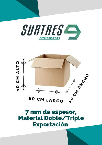 Set of 5 Double Triple Hyper Reinforced Cardboard Boxes 60x40x40 1