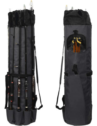 Leadallway Fishing Pole Bag, Durable Folding Oxford Fabric Tackle Case Holds 5 Poles - Black 0