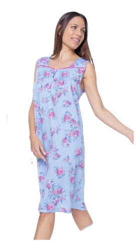 Summer Sleeveless Printed Button-Up Nightgown Mariené 2142 E 0