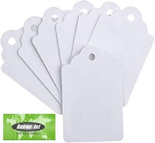 500 Hanging White Labels N° 105 with Thread 15x24mm 0