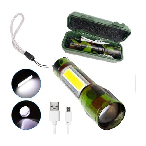 Tactical LED Military Rechargeable Zoom USB Flashlight CR-Q7 0