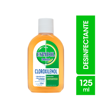 Espadol Dettol Antiséptico Cloroxilenol Antiseptic Solution Wash & Wound Cleaning, 125 ml / 4.22 fl oz