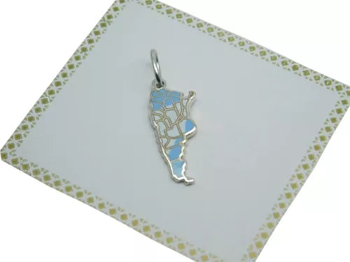 Joyas Bávaro Sterling Silver 925 Small Argentina Map Pendant with Enamel Flag - Unique National Pride Charm