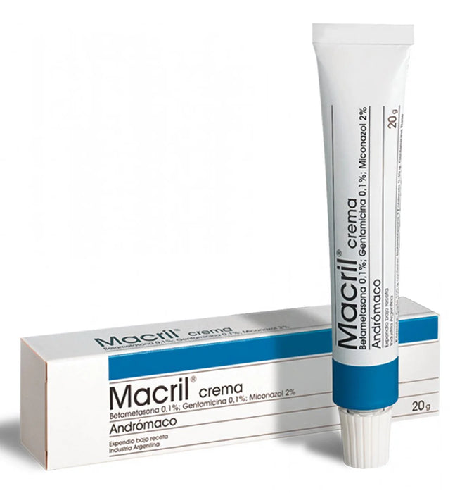 Macril Crema Para Dermopatías Dermatitis Cream with Betamethasone, Gentamicin & Micronazole, 20 g / 0.7 oz