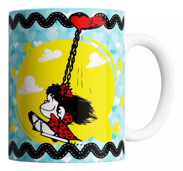 Mafalda Ceramic Mug with Hamaca Design - Unique Coffee Cup
