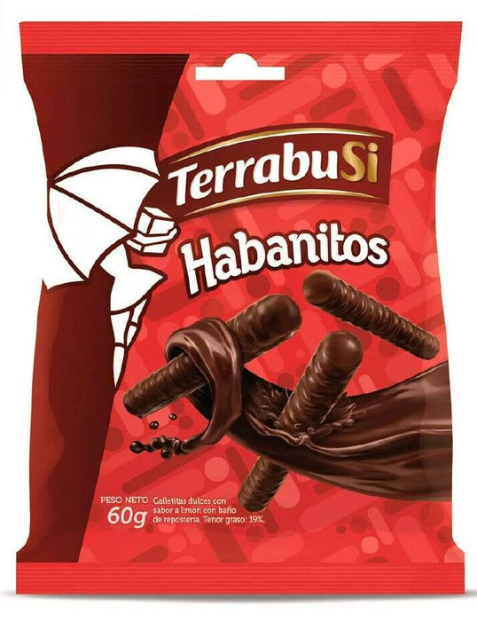 Mini Habanitos Small Biscuits with Filling and Chocolate Coated by Terrabusi, 60 g / 2.1 oz