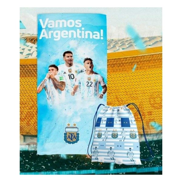Official Argentina Towel with Practical Backpack | Fan Essential | 70 cm x 150 cm
