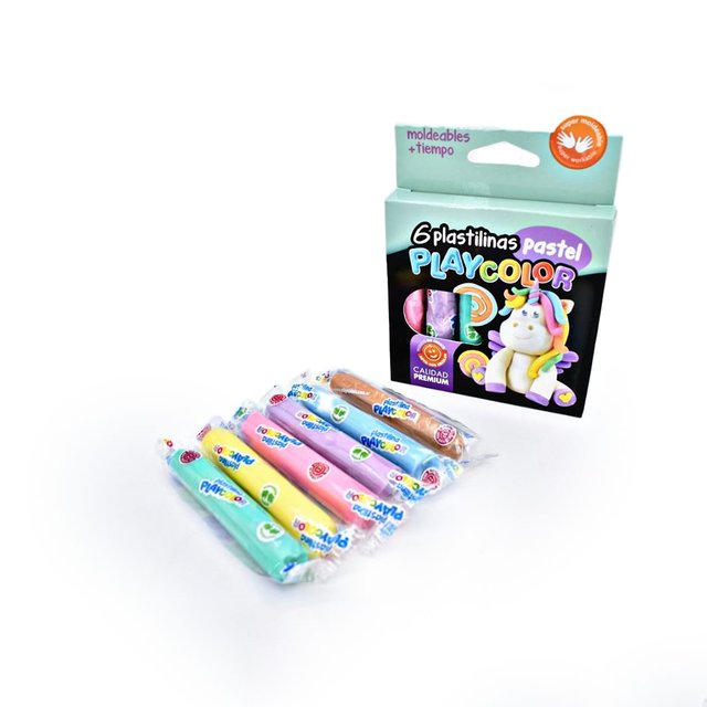 Plastilina PlayColor, 6 Unidades, Color Pastel, Super Moldeable, No Tóxico, Apto Uso Escolar, 6 Modeling Clay Assorted Pastel Colors, Super Workable, Nontoxic, Perfect for Arts & Crafts or School Projects (pack of 3)