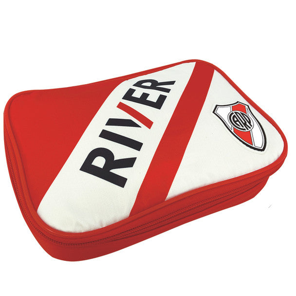 River Plate box for girls and boys, sturdy storage container for school and office supplies, with secure zipper closure.