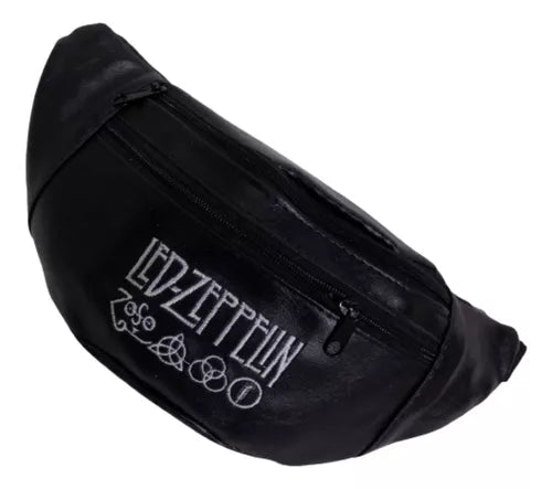 Rock the Scene with Led Zeppelin: Embroidered Leather Fanny Pack - Stylish Adventure Essential