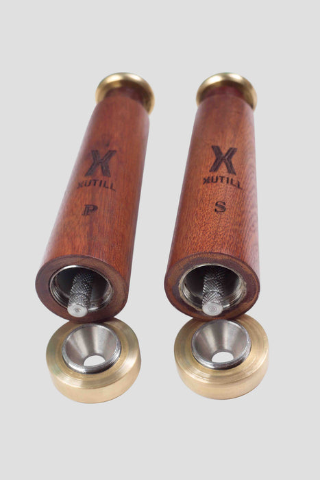 Xutill | Premium Telescope Salt and Pepper Grinder Set in Wodeen Case - Duo Seasoning Mill Set Molinillos Salero & Pimentero