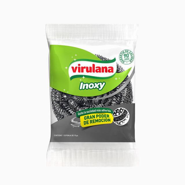 Virulana Inoxy Esponja de Acero Stainless Steel Wool Ideal for Hard Kitchen Cleaning , 15 g / 0.52 oz (pack of 3)