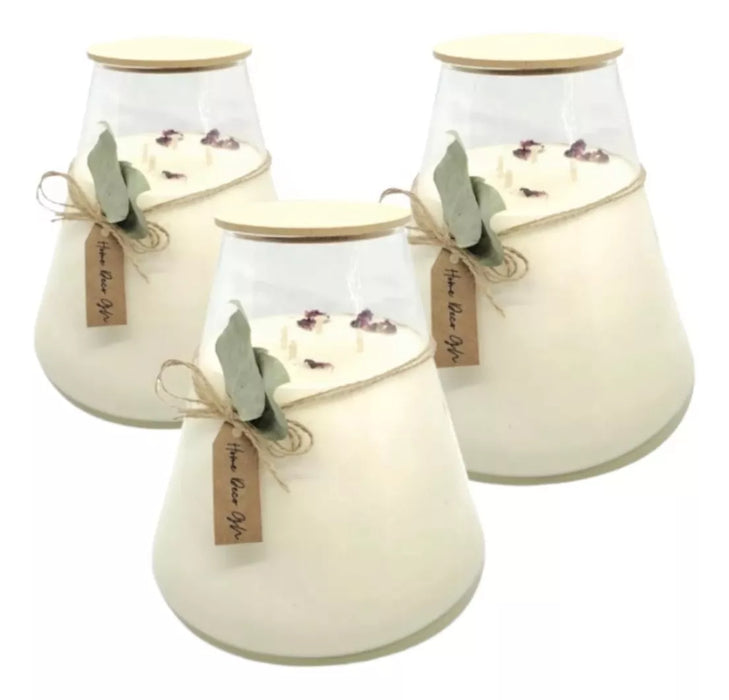 Volcano Scented Soy Wax Candle Set of 3 - Glass Souvenirs