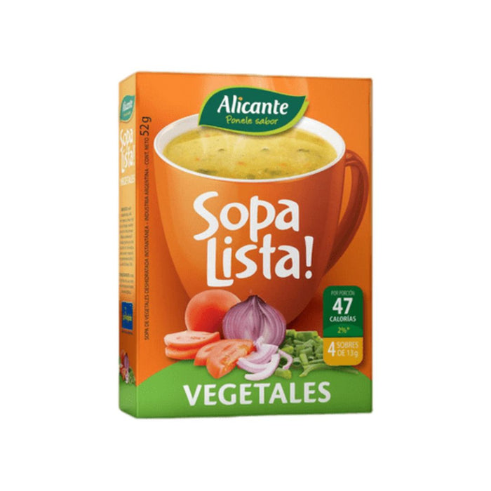 Alicante Sopa Lista Vegetales Vegetables Flavored Instant Soup, 13 g / 0.46 oz pouch (box of 4 pouches)