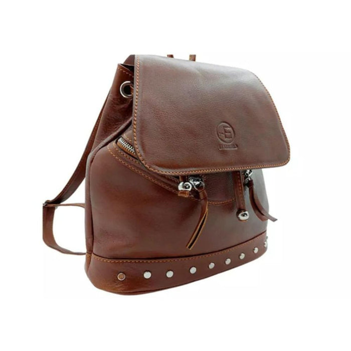 El Arriero Leather Cowhide Backpack with Pockets Stylish and Practical - Mochila de Cuero (Brown)