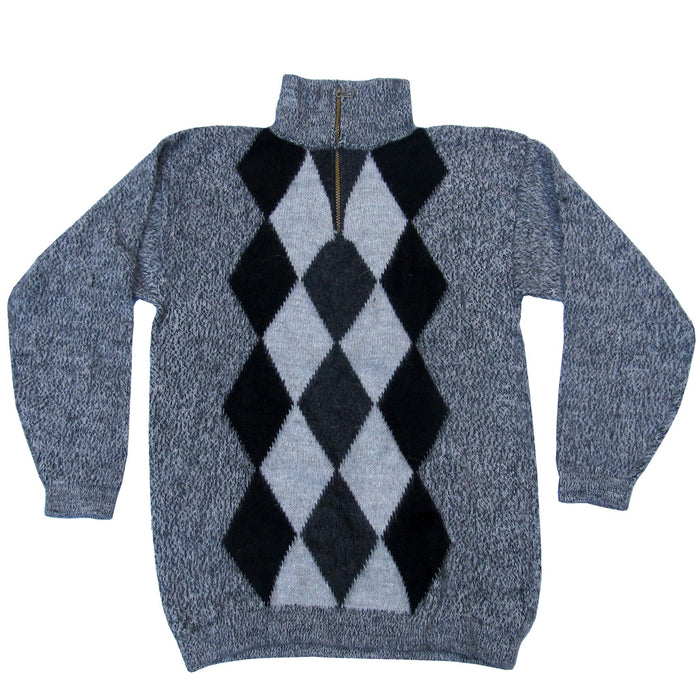 Handcrafted Argentine Artisan Diamond Cowl Neck Sweater - Northern Argentine Style