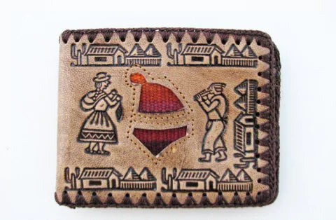 Billeteras Artesanales Handcrafted Leather Wallet: Argentine Cave Art Inspired