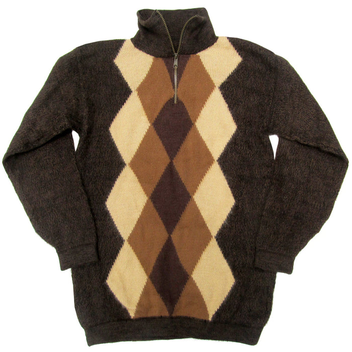 Handcrafted Argentine Artisan Diamond Cowl Neck Sweater - Northern Argentine Style