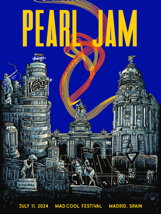 Villy Official Pearl Jam MadCool Festival Poster – Limited Edition 2024, Madrid, 46 x 60 cm