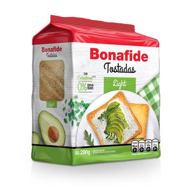 Bonafide Tostadas Light Breakfast Toast Pan Tostado Ligero y Crujiente, 200 g / 7.05 oz